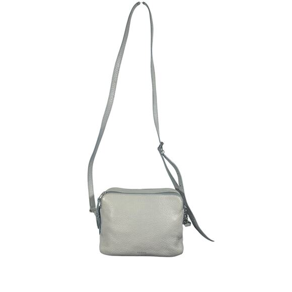 Fossil Small Pebbled Leather Crossbody Bag - Light Gray - Picture 2 of 12